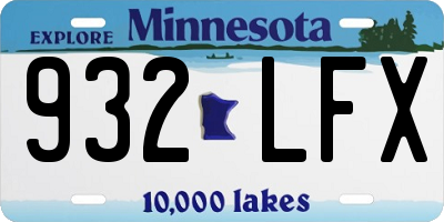 MN license plate 932LFX