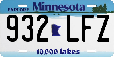 MN license plate 932LFZ