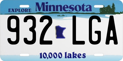 MN license plate 932LGA
