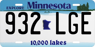 MN license plate 932LGE