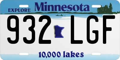 MN license plate 932LGF