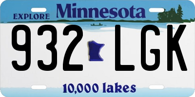 MN license plate 932LGK
