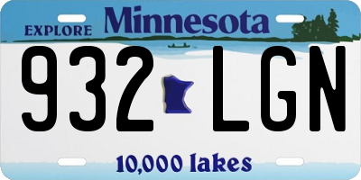 MN license plate 932LGN