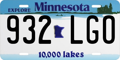 MN license plate 932LGO