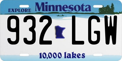 MN license plate 932LGW