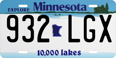 MN license plate 932LGX