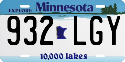 MN license plate 932LGY