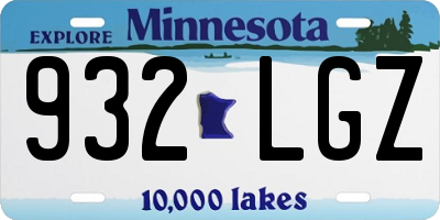 MN license plate 932LGZ