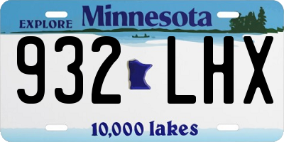 MN license plate 932LHX