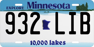 MN license plate 932LIB
