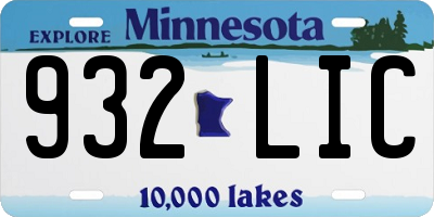 MN license plate 932LIC