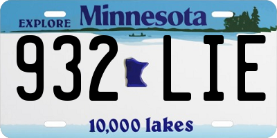 MN license plate 932LIE