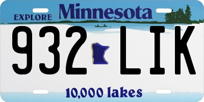 MN license plate 932LIK