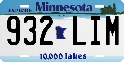 MN license plate 932LIM