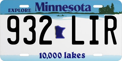MN license plate 932LIR