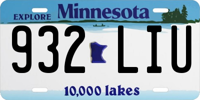 MN license plate 932LIU