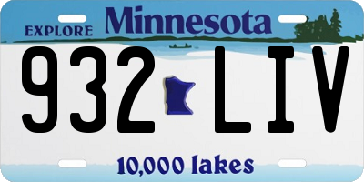 MN license plate 932LIV
