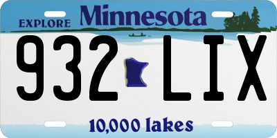 MN license plate 932LIX