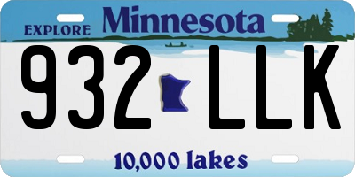 MN license plate 932LLK