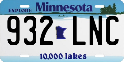 MN license plate 932LNC
