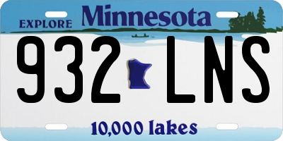 MN license plate 932LNS