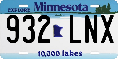 MN license plate 932LNX