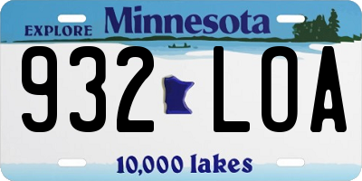MN license plate 932LOA