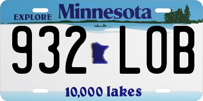 MN license plate 932LOB