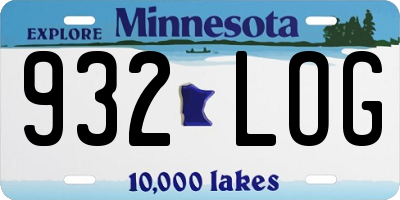 MN license plate 932LOG