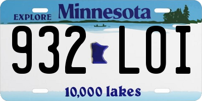MN license plate 932LOI