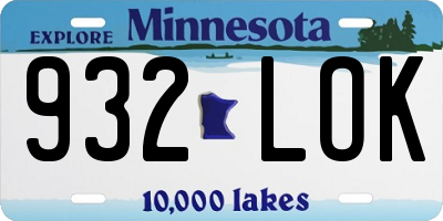 MN license plate 932LOK