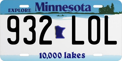 MN license plate 932LOL