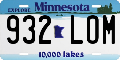 MN license plate 932LOM