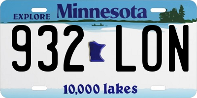 MN license plate 932LON