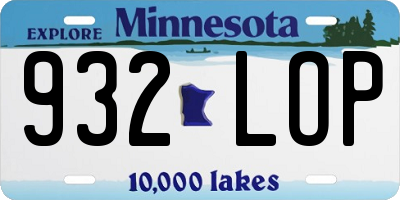 MN license plate 932LOP