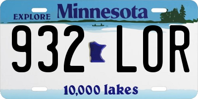 MN license plate 932LOR