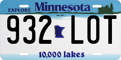 MN license plate 932LOT