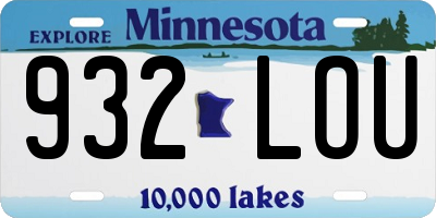 MN license plate 932LOU