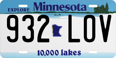 MN license plate 932LOV