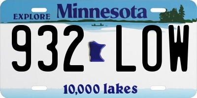 MN license plate 932LOW