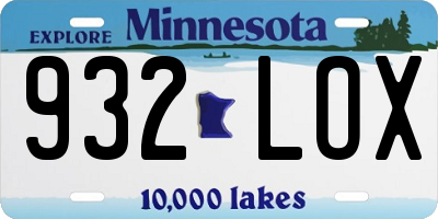 MN license plate 932LOX