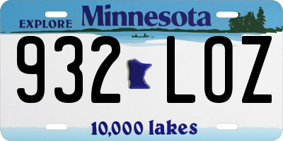 MN license plate 932LOZ