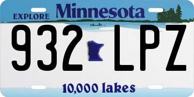 MN license plate 932LPZ