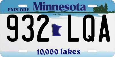 MN license plate 932LQA