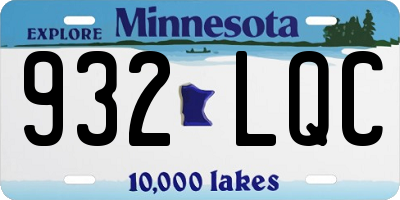 MN license plate 932LQC