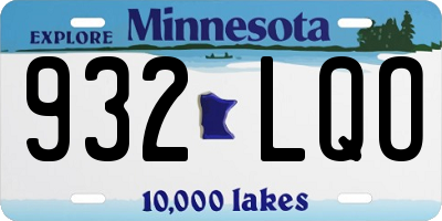 MN license plate 932LQO
