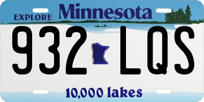 MN license plate 932LQS