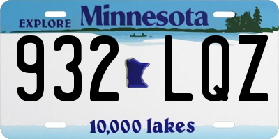MN license plate 932LQZ