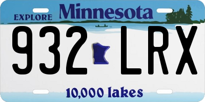 MN license plate 932LRX