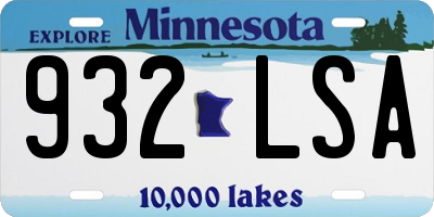 MN license plate 932LSA